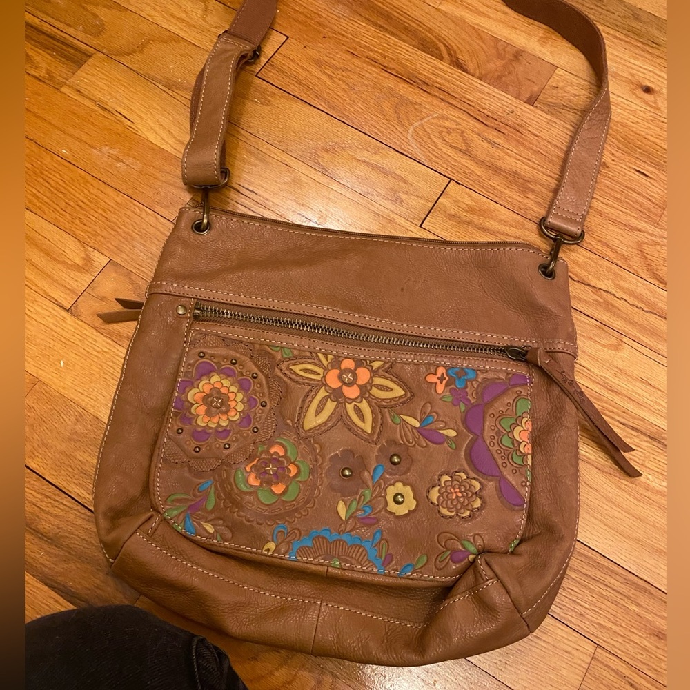 Brown leather fossil bag